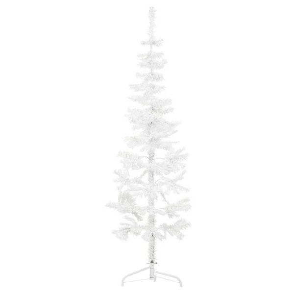 vidaXL Umelý vianočný polovičný stromček s podstavcom biely 150 cm