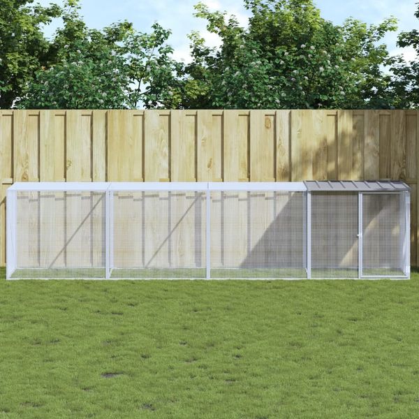 vidaXL Klietka pre kurčatá strecha bledosivá 403x98x90 cm poz. oceľ