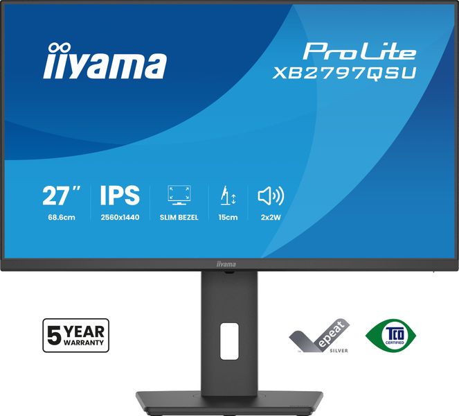 iiyama ProLite/XB2797QSU-B1/27''/IPS/QHD/75Hz/1ms/Čierna/5R
