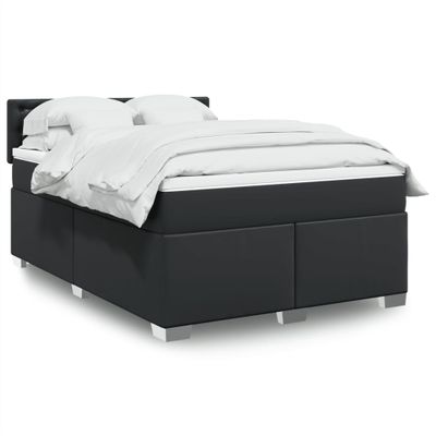 vidaXL Boxspring posteľ s matracom čierna 140x200 cm umelá koža