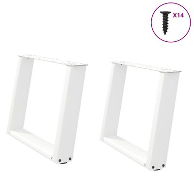 vidaXL Nohy konferenčného stolíka v tvare U, 2 ks, biele, 60 x (42-43) cm, oceľové
