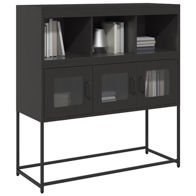 vidaXL Komoda čierna 100,5x39x107 cm oceľ valcovaná za studena