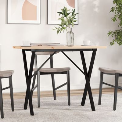 vidaXL Jedálenský stolík v tvare X 100x50x75,5 cm borovica a oceľ
