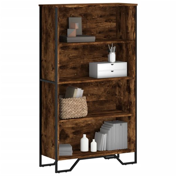 vidaXL Knižnica dymový dub 80x31x137,5 cm kompozitné drevo