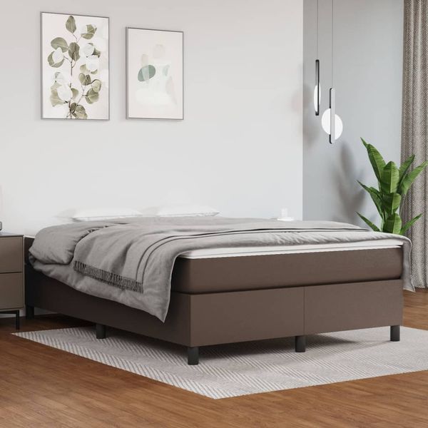 vidaXL Boxspring posteľ s matracom hnedá 140x190 cm umelá koža