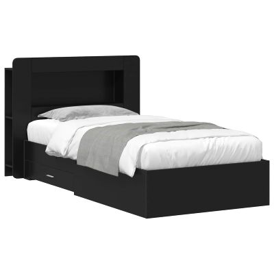 vidaXL Rám postele so skladom Čierna 75 x 190 cm Kompozitné drevo
