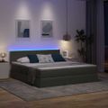 vidaXL LED úložná posteľ s matracom Tmavosivá 180 x 200 cm Látka