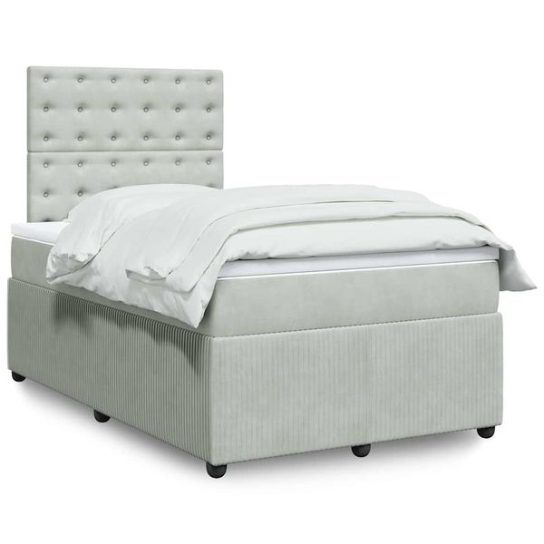 vidaXL Boxspring posteľ s matracom bledosivá 120x190 cm zamat