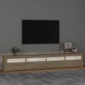 vidaXL TV skrinka s LED svetlami dub sonoma 240 x 35 x 40 cm