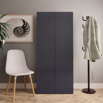 vidaXL Skrinka na topánky, lesklá sivá 80x35,5x180cm, kompozitné drevo
