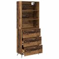 vidaXL Highboard Staré drevo 69,5 x 34 x 180 cm Kompozitné drevo