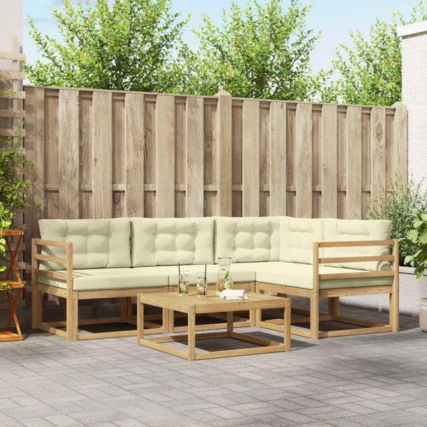 vidaXL Záhradná súprava gaučov 5 pcs Biela a krémová 79 x 79 x 37 cm