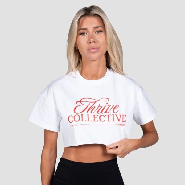 Dámske cropped tričko Thrive White - GymBeam, veľkosť M
