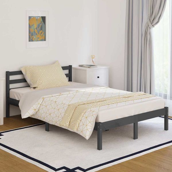 vidaXL Posteľný rám borovicový masív 120x200 cm sivý