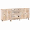 vidaXL Servírovacia skriňa 3 ks 180 x 33,5 x 75 cm mangový masív Biela