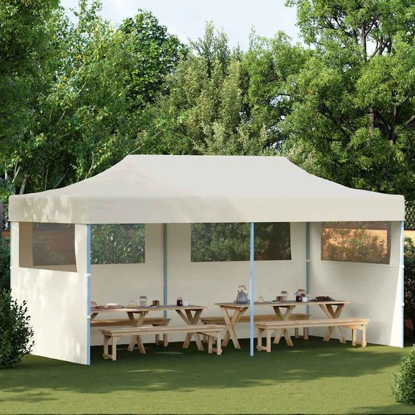 vidaXL Krémový skladací párty stan 3 x 6 m