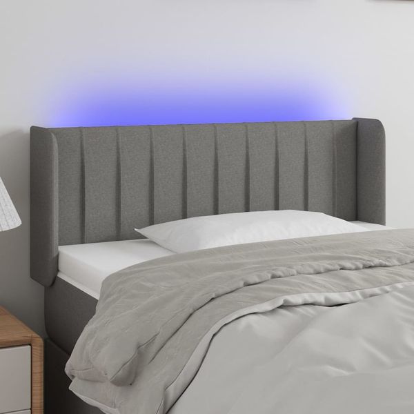 vidaXL Čelo postele s LED tmavosivé 93x16x78/88 cm látka