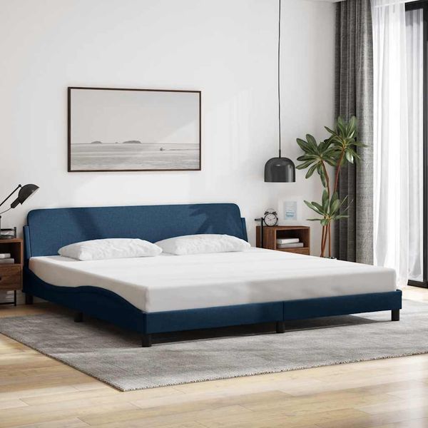 vidaXL Rám postele Dover modrá 200x200 cm látka