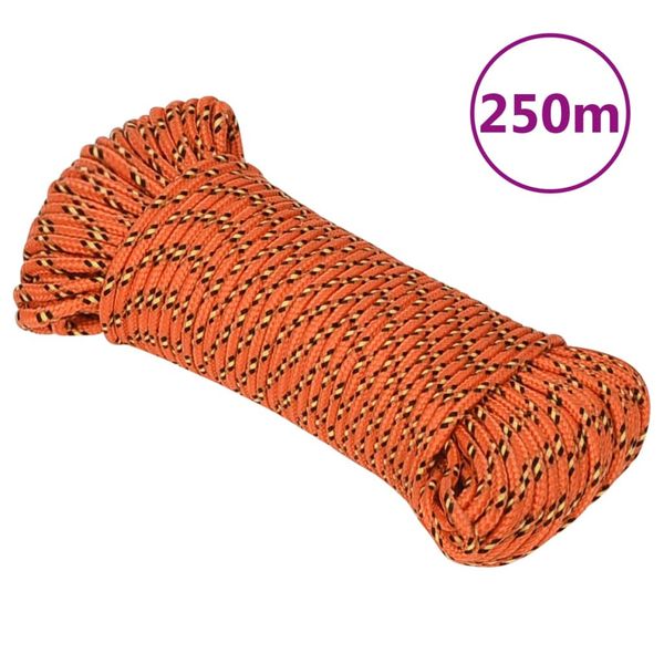 vidaXL Lodné lano oranžové 3 mm 250 m polypropylén