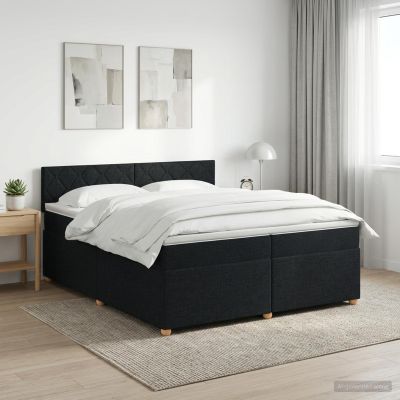 vidaXL Posteľ boxspring s matracom Čierna 200 x 200 cm Látka