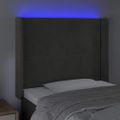 vidaXL Čelo postele s LED bledosivé 103x16x118/128 cm zamat