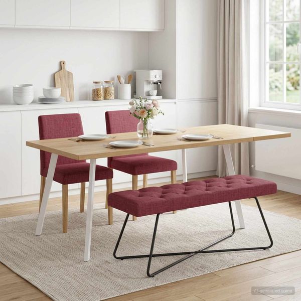 vidaXL Lavica s gombíkovým prešívaním Víno červené 110 x 40 x 46 cm
