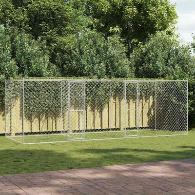 vidaXL Klietka pre psa Strieborná 600 x 200 x 200 cm Pozinkovaná oceľ