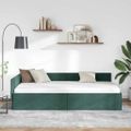 vidaXL Rohový rám postele Tmavozelená 90 cm x 190 cm Zamat