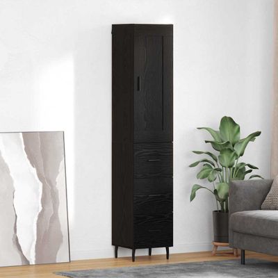 vidaXL Highboard Čierny dub 34,5 x 34 x 180 cm Kompozitné drevo