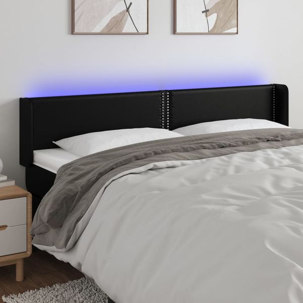 vidaXL Čelo postele s LED čierne 203x16x78/88 cm umelá koža