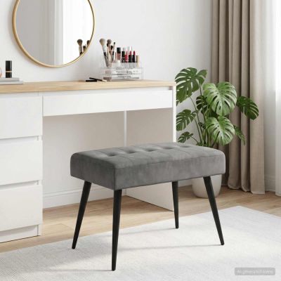vidaXL Lavica s gombíkovým prešívaním Tmavosivá 60 x 40 x 45 cm Zamat