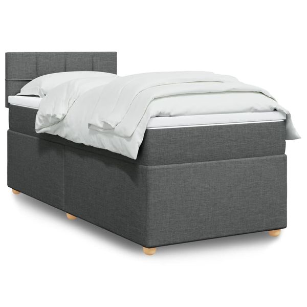vidaXL Posteľný rám boxsping s matracom tmavosivý 80x200 cm látka