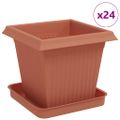 vidaXL Kvetináče 24 ks Tehlovo červená Plast