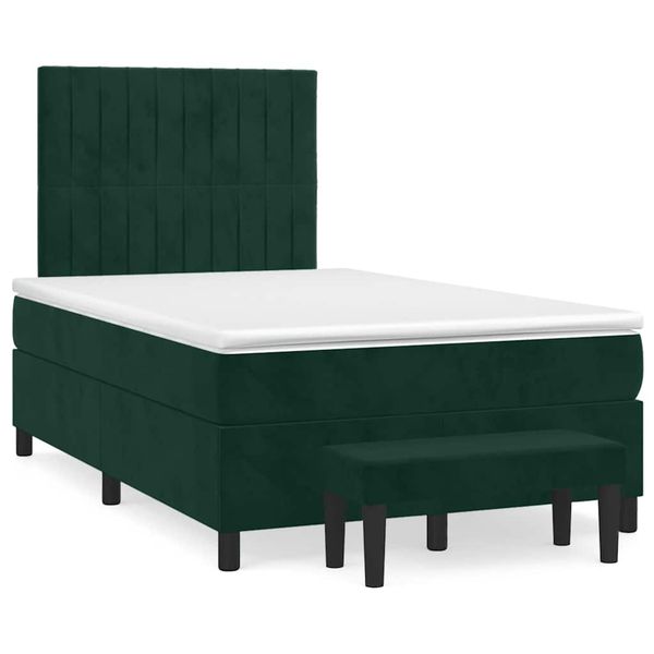 vidaXL Boxspring posteľ s matracom, tmavozelená 120x190cm, zamat