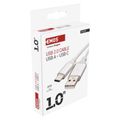 Kábel USB-C 2.0 - USB-A 2.0 biely 1,00 m EMOS SM7025W