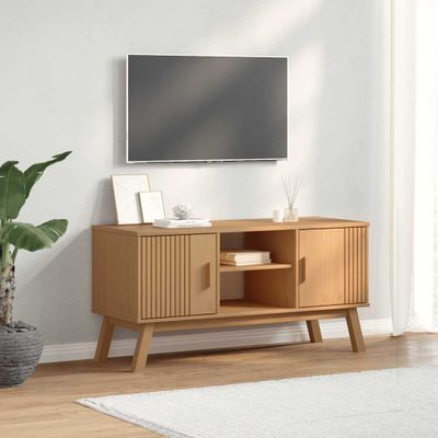vidaXL TV skrinka OLDEN, hnedá 114x43x57 cm, borovicový masív