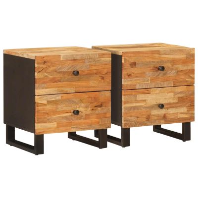 vidaXL Nočný stolík 2 pcs Hnedá 40 x 33 x 46 cm Masívne mango drevo