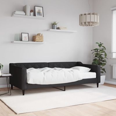 vidaXL Denná posteľ s matracom čierna 90x200 cm látka