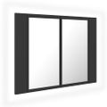 vidaXL LED kúpeľňová zrkadlová skrinka sivá 60x12x45 cm akryl