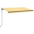 vidaXL Ručne zaťahovacia markíza s LED 450x300 cm žltá a biela