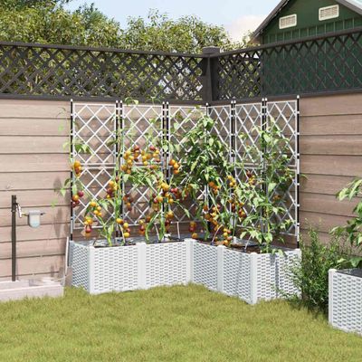 vidaXL Záhradný kvetináč 5 pcs Biely 120 x 120 x 142 cm Plast
