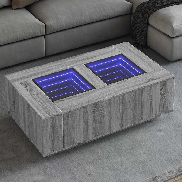 vidaXL Konferenčný stolík s nekonečnými LED sivý sonoma 116x69x40 cm