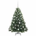 vidaXL Umelý vianočný stromček s 150 LED-i Zelená 120 cm PE a PVC