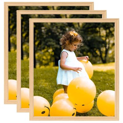 vidaXL Fotorámiky na stenu alebo stôl 3 ks bledý dub 50x60 cm