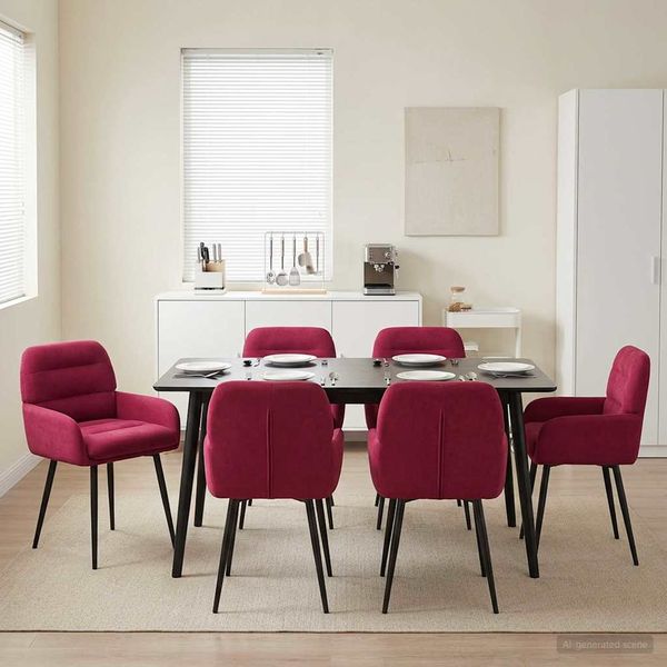 vidaXL Jedálenské stoličky 6 ks Zamat Víno červené 59 x 59,5 x 90 cm