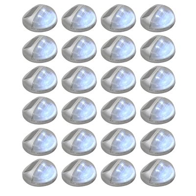 vidaXL Vonkajšie solárne nástenné LED lampy 24 ks okrúhle strieborné