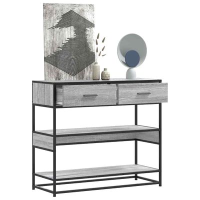 vidaXL Konzolový stolík sivý sonoma 90x35x80 cm kompozitné drevo