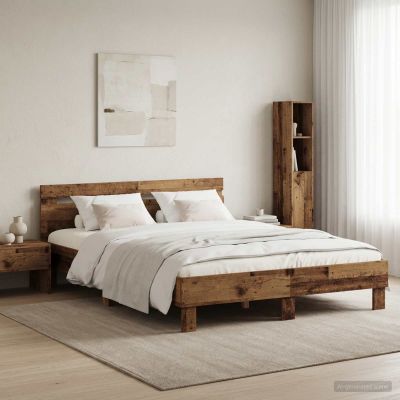 vidaXL Rám postele Staré drevo 140 x 190 cm Kompozitné drevo