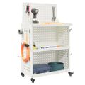vidaXL Kovový vozík na náradie s poličkou Biela 65 x 35 x 111 cm