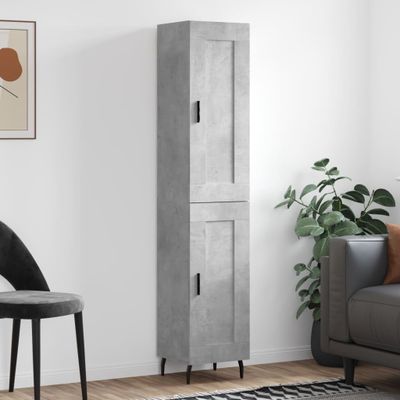 vidaXL Vysoká skrinka betónová sivá 34,5x34x180 cm spracované drevo